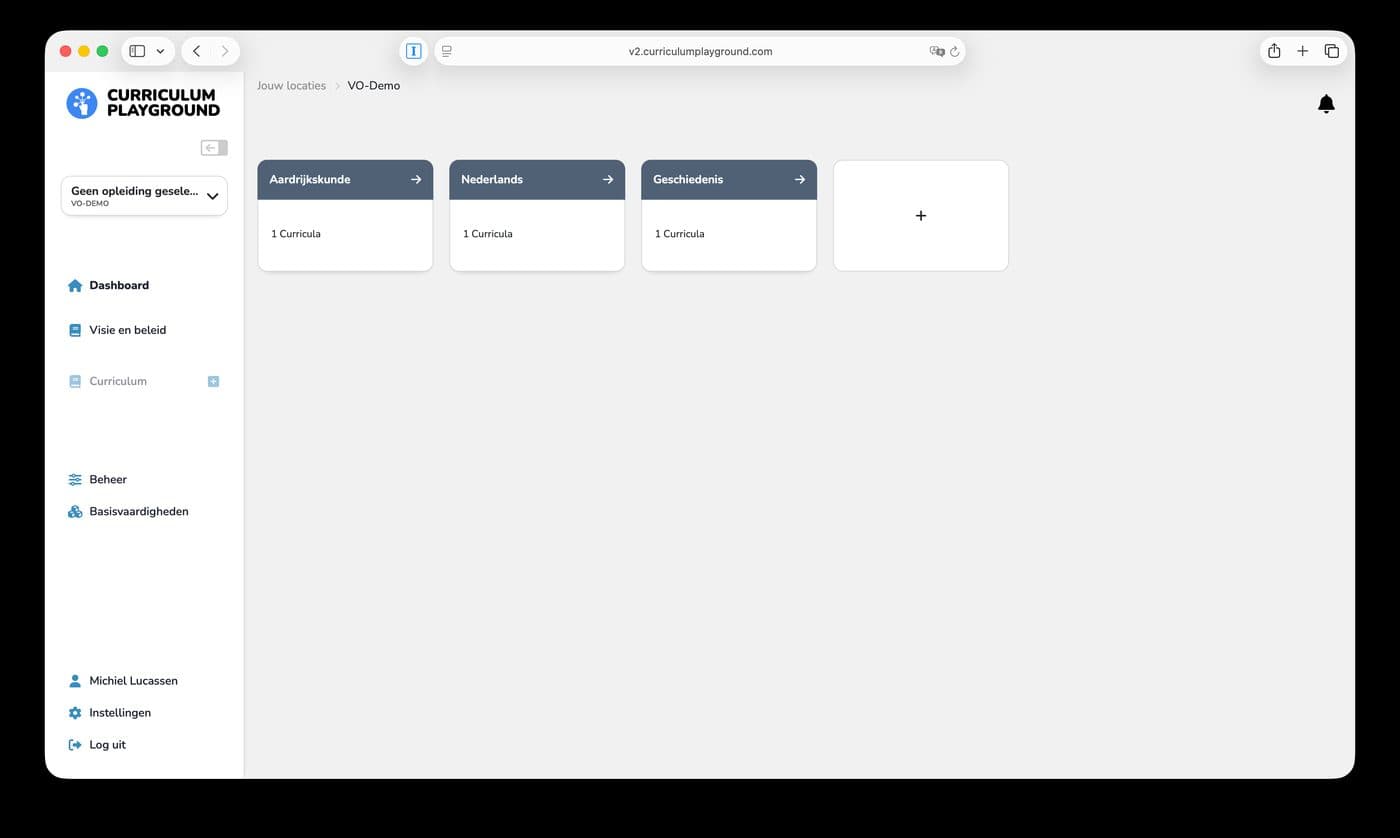 VO-dashboard met curriculumoverzicht voor teamgesprekken